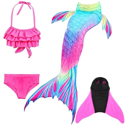 Pyjacos Meerjungfrauenflosse Mädchen Neuer Mermaid Tail, 4 Stück Set,DH52fen-130 von Pyjacos