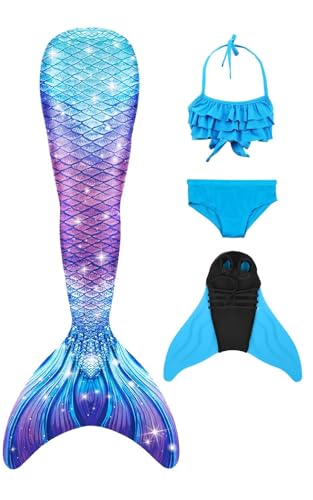 Pyjacos Meerjungfrauenflosse Mädchen Neuer Mermaid Tail, 4 Stück Set,LANPU-G5-140 von Pyjacos