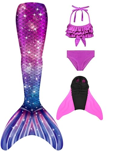 Pyjacos Meerjungfrauenflosse Mädchen Neuer Mermaid Tail, 4 Stück Set,R8fen-150 von Pyjacos
