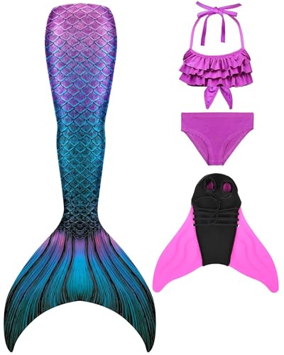 Pyjacos Meerjungfrauenflosse Mädchen Neuer Mermaid Tail, 4 Stück Set,fenM35-120 von Pyjacos