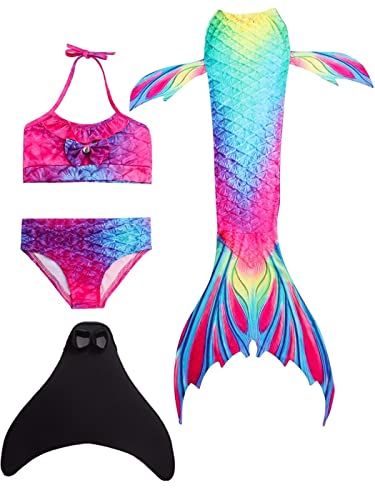 Pyjacos Meerjungfrauenflosse Mädchen Neuer Mermaid Tail, 4 Stück Set,heiDH02-150 von Pyjacos