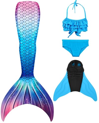 Pyjacos Meerjungfrauenflosse Mädchen Neuer Mermaid Tail, 4 Stück Set,lanM31-120 von Pyjacos