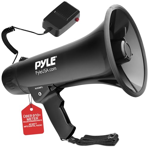 Pyle Megaphon mit Sirene, Signalhorn – Siren Megaphone – Megafon Kinder & Erwachsene 40W, Faltbare Handsirene als Polizei Sirene, Fußball Hupe & Tröten zum Anfeuern Sport, Megaphone Laut bis zu 915m Pyle Megaphon mit Sirene, Signalhorn – Siren Megaphone – Megafon Kinder & Erwachsene 40W, Faltbare Handsirene als Polizei Sirene, Fußball Hupe & Tröten zum Anfeuern Sport, Megaphone Laut bis zu 915m von Pyle