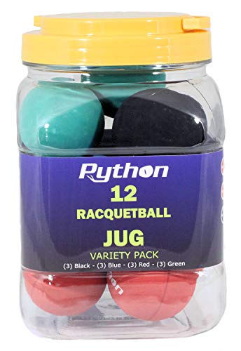 Python Racquetball (12 Bälle) (3 x Schwarz, 3 x Blau, 3 x Rot, 3 x Grün) von Python Racquetball