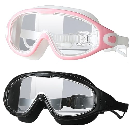 Pyuyan 2 Stücke Schwimmbrille Mit Breiten Gläsern, Erwachsene Anti Fog Nebel Schwimmbrille, Schwimmbrille Klare Sicht, Keine Auslaufende Anti Nebel Schwimmbrille für Herren Damen Pyuyan 2 Stücke Schwimmbrille Mit Breiten Gläsern, Erwachsene Anti Fog Nebel Schwimmbrille, Schwimmbrille Klare Sicht, Keine Auslaufende Anti Nebel Schwimmbrille für Herren Damen von Pyuyan