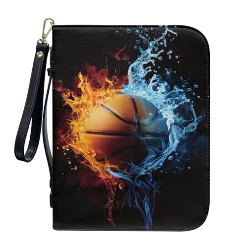 Pzuqiu Bibel-Tragetasche mit Schultergurt, für Damen, Bibel-Tragetasche, großes Fassungsvermögen, christliches Zubehör, L-2XL, Feuerwasser-Basketball, L-10.2"x7"x1.9" von Pzuqiu