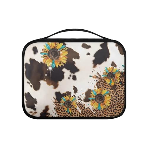 Pzuqiu Bibelhülle aus PU-Leder, Bibeltasche, Bibeltasche für Damen, Organizer, stabile Bibelschutzhülle, groß, Leopard Sonnenblume, Einheitsgröße von Pzuqiu