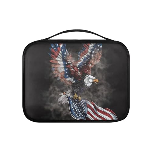 Pzuqiu Bibeltasche aus PU-Kunststoff, für Damen, tragbar, für Bibelstudium, religiöse Aktivitäten, USA-Flagge, Adler, Einheitsgröße von Pzuqiu