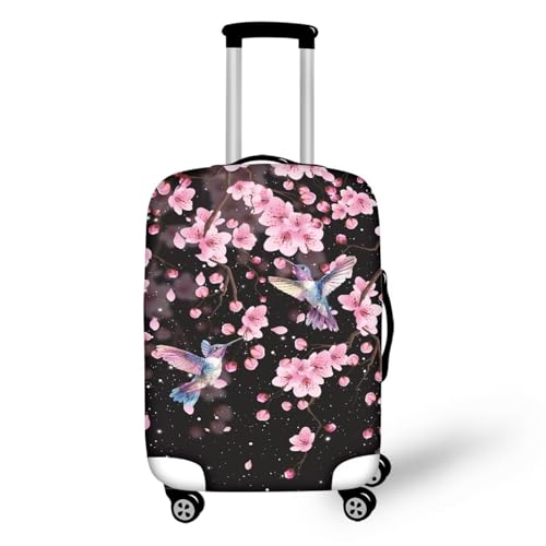 Pzuqiu Gepäckabdeckung, elastisch, waschbar, Koffer-Schutz, stilvolle Reisekoffer-Abdeckung für Kinder und Erwachsene, Kirschblüten-Kolibri, XL (29-32 inch suitcase) von Pzuqiu