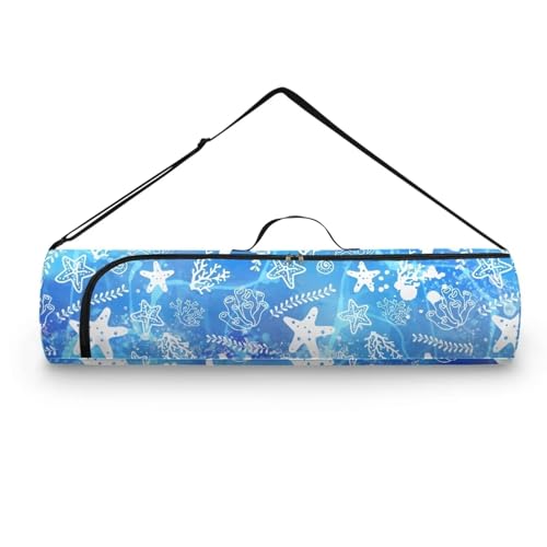 Pzuqiu Yoga-Matten-Tasche mit Seestern für Damen und Herren, durchgehender Reißverschluss, leicht zugänglicher Reißverschluss und verstellbarer Schultergurt, passend für die meisten Yogamatten von Pzuqiu