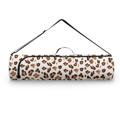 Pzuqiu Yogamatten-Tasche mit Leopardenmuster, für Damen und Herren, durchgehender Reißverschluss, leicht zugänglicher Reißverschluss und verstellbarer Schultergurt, passend für die meisten Yogamatten von Pzuqiu