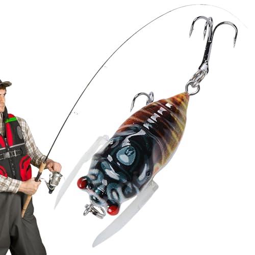 Köder zum Barschangeln,Bass-Angelköder - Topwater Bass Bait Angelköder,Realistische Swimbaits-Angelvorrichtungen, Zikadenköder, Fischköder für Seeteich-Süßwasser von Pzuryhg