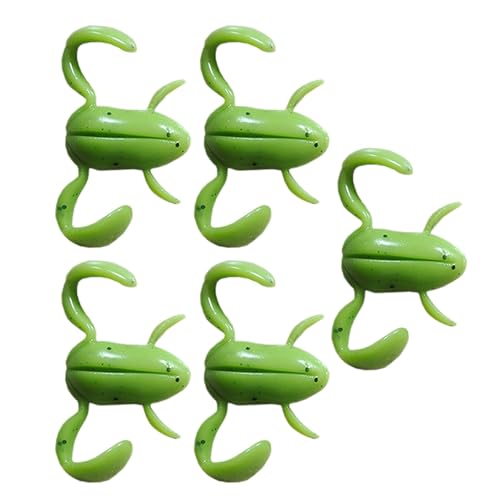 Süßwasser-Froschköder, Topwater-Froschköder | 5 Stück Topwater Floating Realistic Prop Frog Soft Swimbait | Weicher Schwimmköder für flaches Tieftauchen für Süß- und Salzwasser von Pzuryhg