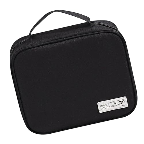 Tragbare Kosmetiktasche – tragbare Kosmetik mit Griff, Make-up-Kosmetiktasche, Reise-Organizer, ideal für Frauen, Kulturbeutel, hält Toilettenartikel, Bürsten, Zubehör, Shampoo, Schwarz , Refer to von Pzuryhg