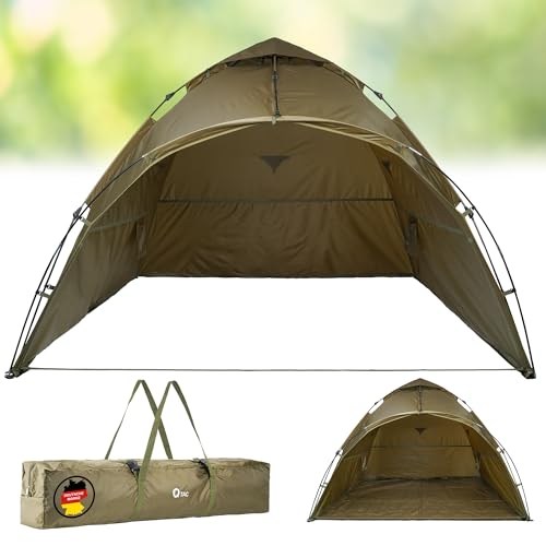 Q-Tac Ruck Zuck Bivvy Angelzelt Vorne Geöffnet, 2 Mann Karpfenzelt, Angel Zelt 250 cm x 250 cm x 160 cm, Wassersäule 5000 mm von Q-Tac