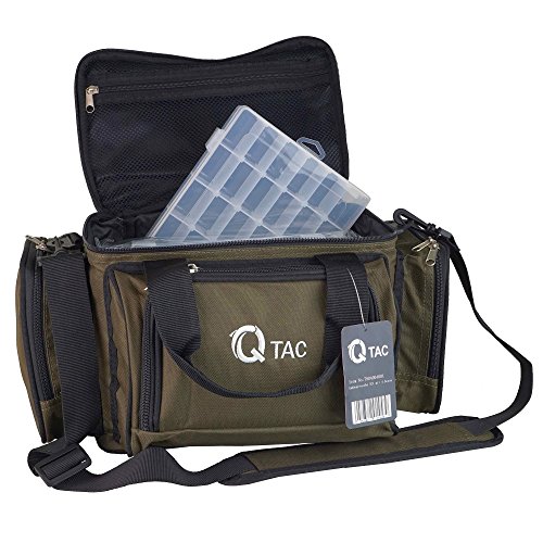 Q-Tac XC1 Angeltasche Robust u. Praktisch, Karpfentasche groß mit Vier Kunststoff-Boxen, Anglertasche für Zubehör, Grün/Schwarz Q-Tac XC1 Angeltasche Robust u. Praktisch, Karpfentasche groß mit Vier Kunststoff-Boxen, Anglertasche für Zubehör, Grün/Schwarz von Q-Tac