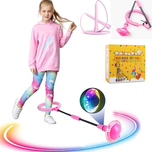 Q-WOOFF Jumping Ball and Skipping Rope,Für Outdoor-Spielzeug für Kinder im Alter Von 5–12 Jahren,Geschenke für Mädchen Im Alter Von 8–12 Jahren, Geschenke für Jungen, Bewegung, Springspiele (Rosa) von Q-WOOFF