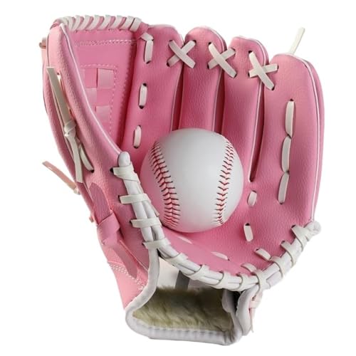 Baseball Handschuhe Baseball-Handschuh for Erwachsene und Kinder, Baseball-Training, verdickte Polsterung, Pitcher-Baseball-Handschuh Baseballhandschuh(Pink,10.5 Inches) von QAINKUN
