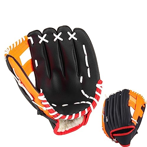 Baseball Handschuhe Sport Baseball Handschuh PU Leder Batting Handschuhe Softball Übung Ausrüstung Baseball Training Wettbewerb Handschuh for Kinder Baseballhandschuh(12.5Inch Orange) von QAINKUN