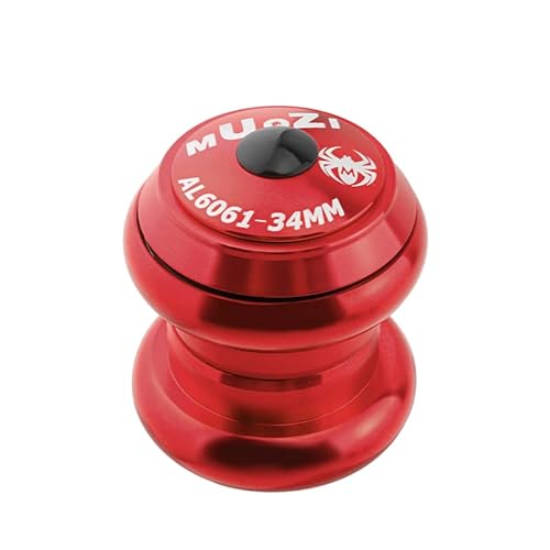QAINKUN Ahead Kappe 34 mm Fahrrad-Headset for 28,6 mm gewindeloses gerades Rohr Gabel MTB Rennrad halbintegriertes internes Headset Headset Spacer (Color : Red) von QAINKUN