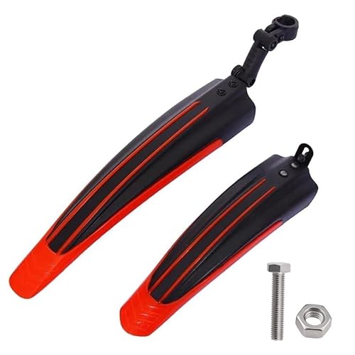 QAINKUN Fahrrad Schutzblech 2 stücke Fahrrad Kotflügel Splash Fender Schutz Set Mountainbike Hinten Vorne Kotflügel Radfahren Reiten Zubehör for 20/22/24/26 Zoll Schutzbleche Mountainbike(Black red) von QAINKUN