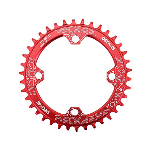 QAINKUN Kettenblatt Runder Fahrradkettenrad 10 4BCD 40 42 44 46 48T 50 52 Zahn MTB Bike Mountainbike-Ketten-Ringkettenrad 104 BCD KettenbläTter(Größe:34T,Color:Red) von QAINKUN