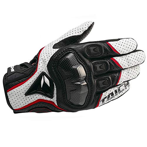 QAINKUN Motorradhandschuhe Atmungsaktive Leder-Motorradhandschuhe Racing-Handschuhe Motocross-Handschuhe Handschuhe Motorrad Handschuhe (Color : 390 White Red, Größe : M) von QAINKUN