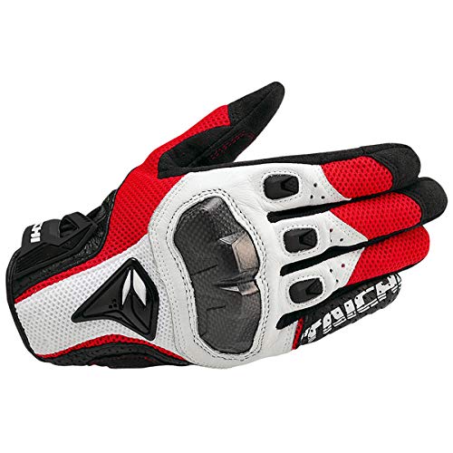 QAINKUN Motorradhandschuhe Atmungsaktive Leder-Motorradhandschuhe Racing-Handschuhe Motocross-Handschuhe Handschuhe Motorrad Handschuhe (Color : 391 White Red, Größe : L) von QAINKUN