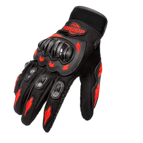 QAINKUN Motorradhandschuhe Handschuhe Atmungsaktiver Vollfinger Racing Outdoor Sportschutz Reiten Wasserdichtes Motorradzubehör Motorrad Handschuhe (Color : Red, Größe : XL) von QAINKUN