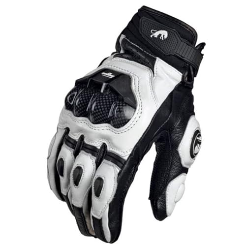 QAINKUN Motorradhandschuhe Leder Carbon Fiber Handschuhe Fahrrad Radfahren Motorrad Reithandschuh Motorradhandschuhe Motorrad Handschuhe (Color : A Pair White, Größe : XL) von QAINKUN