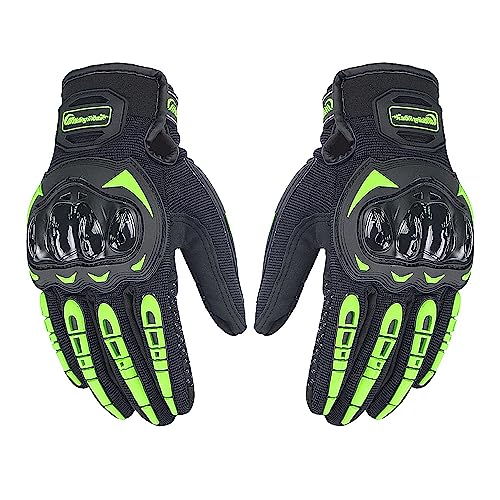 QAINKUN Motorradhandschuhe Motorradhandschuhe Wearable Sport Full Finger Fäustlinge Moto Schutzausrüstung Moto Racing Handschuhe Motorrad Handschuhe (Color : Green, Größe : M) von QAINKUN