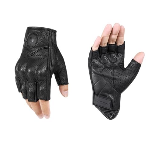 QAINKUN Motorradhandschuhe Motorradhandschuhe Winter & Sommer Motocross-Schutzausrüstung Touchscreen-Handschuhe aus echtem Leder Motorrad Handschuhe (Color : L) von QAINKUN