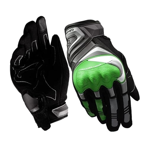 QAINKUN Motorradhandschuhe Sommer Motorradhandschuhe Herren Touchscreen Atmungsaktiv Motobike Reiten Moto Schutzausrüstung Motorrad Motocross Handschuhe Motorrad Handschuhe (Color : Green, Größe : L) von QAINKUN
