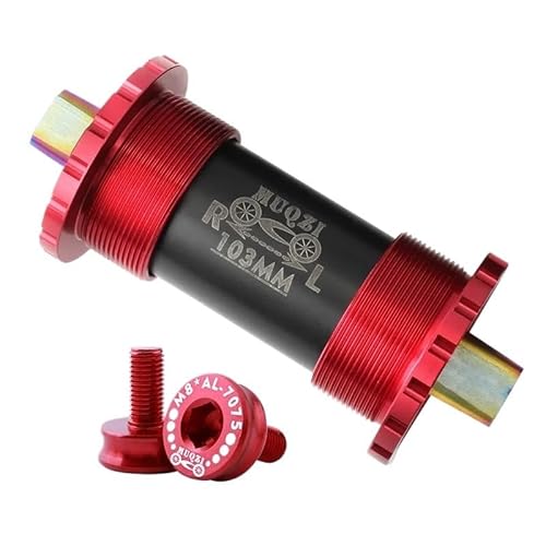 QAINKUN Tretlager Mountainbike Quadrat Typ Tretlager Keramik Lager 68-103/107/110mm Titan Legierung Spindel Fahrrad Teile Tretlager Fahrrad(103mm Red) von QAINKUN