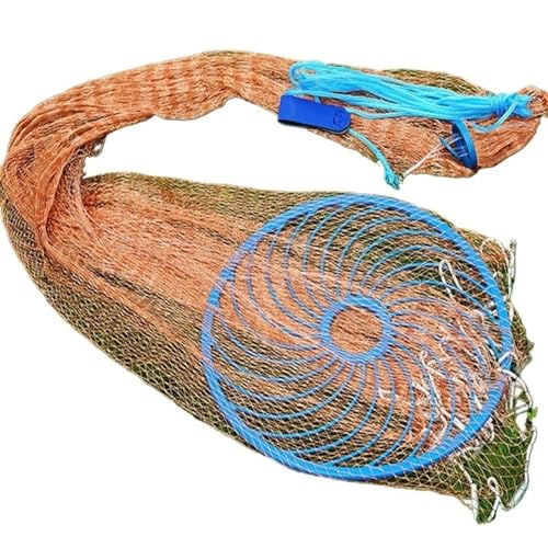 Wurfnetz Gussnetzwerk mit Stahlheizen geflochtenes Linien Handwurffischereinetz mit großem Plastik -Blau -Ring -Netzwerk for das Fischen Angelnetz(540) von QAINKUN