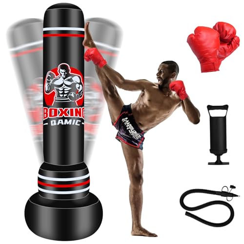 QAMIC Boxsack Erwachsene, 180cm Aufblasen Schweren Boxsack mit Boxhandschuhen und Luftpumpe, 0,5 mm dickem PVC-Material Standboxsack für MMA Muay Thai Fitness Anfänger Training QAMIC Boxsack Erwachsene, 180cm Aufblasen Schweren Boxsack mit Boxhandschuhen und Luftpumpe, 0,5 mm dickem PVC-Material Standboxsack für MMA Muay Thai Fitness Anfänger Training von QAMIC