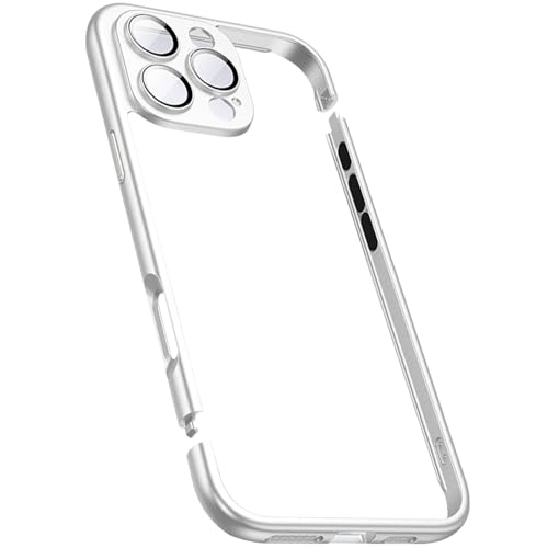 QANXGOG Harte PC-Rahmenhülle für iPhone 16/16 Plus/16 Pro/16 Pro Max, Design mit Ausgehöhlter Rückseite, Leicht und Langlebig, Vollständiger Linsenschutz, Angenehmer Griff,White,16 von QANXGOG