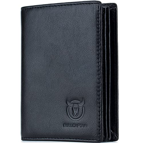 QANXGOG Herren Geldbörsen mit RFID Schutz, Groß Echtleder Portemonnaie Herren in Hochformat, Trifold Geldbeutel für Männer, Brieftasche Wallet Portmonee mit 16 Kartenfächer,Black von QANXGOG