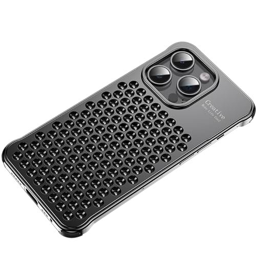QANXGOG Hülle für iPhone 14/14 Pro/14 Pro Max, Gehäuse Aus Vollaluminiumlegierung, Airbag-Ecken, 3D-Wärmeableitungslöcher, Rahmenloses Design,Black,14 Pro QANXGOG Hülle für iPhone 14/14 Pro/14 Pro Max, Gehäuse Aus Vollaluminiumlegierung, Airbag-Ecken, 3D-Wärmeableitungslöcher, Rahmenloses Design,Black,14 Pro von QANXGOG