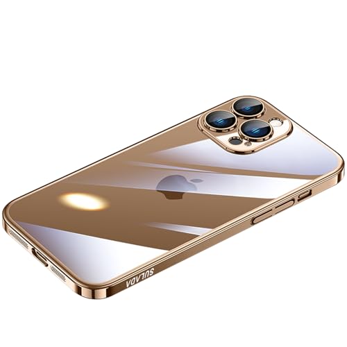 QANXGOG Hülle für iPhone 16/16 Plus/16 Pro/16 Pro Max, [Kompletter Kameraobjektivschutz] Ultradünne, Luxuriöse Beschichtung, Weiche, Flexible TPU-Schlank-Abdeckung,Gold,16 Plus von QANXGOG