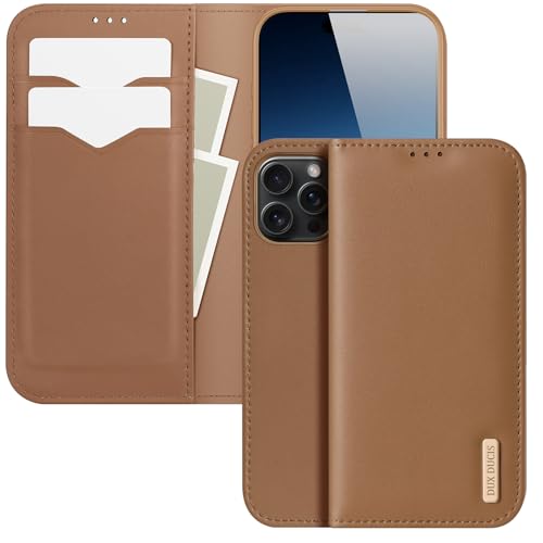 QANXGOG Hülle für iPhone 16/16 Plus/16 Pro/16 Pro Max, Leder-Brieftaschenhülle mit Magnetverschluss, RFID-Blockierung, Kartenfächern, Standfunktion,Brown,16 Plus von QANXGOG