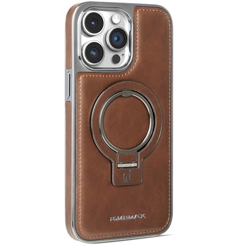 QANXGOG Hülle für iPhone 16/16 Plus/16 Pro/16 Pro Max, Luxuriöse Lederhülle mit 180° Klappbarem Ständer, Slim Fit Hülle mit Weichem Innenfutter, Kompatibel mit MagSafe,Brown,16 Pro von QANXGOG