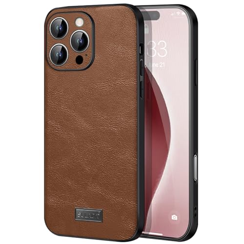 QANXGOG Hülle für iPhone 16/16 Plus/16 Pro/16 Pro Max, Premium PU-Leder, Weicher TPU-Stoßfänger, Stoßfeste Schutzhülle, Weicher, Rutschfester Griff, Kratzfest,Brown,16 Pro von QANXGOG