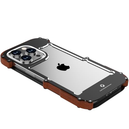 QANXGOG Hülle für iPhone 16/16 Plus/16 Pro/16 Pro Max, Premium-Stoßfänger Aus Holz und Metall, Wärmeableitender Hohlrahmen, Rutschfester Griff,16 von QANXGOG