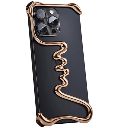 QANXGOG Hülle für iPhone 16 Pro Max/16 Pro, Ultraleichte, Minimalistische, Rahmenlose Hülle – 3D-Hohldesign, Ganzmetall-Aluminiumlegierung,Desert Titanium,16 Pro von QANXGOG