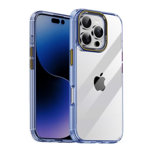 QANXGOG Hülle für iPhone 16 Pro Max/16 Pro/16 Plus/16, Hautfreundliche Soft Grip TPU + PC Rückseite, Metallkamerarahmen, Stoßfeste Air Guard Ecken,Blue,16 Pro von QANXGOG