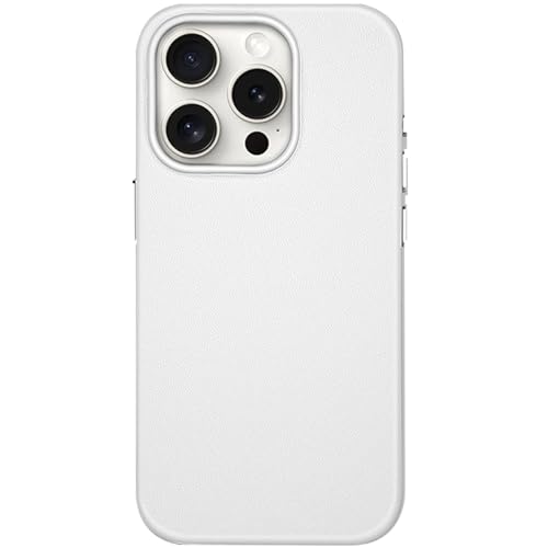 QANXGOG Hülle für iPhone 16 Pro Max/16 Pro/16 Plus/16, Luxus Echtleder [Kompatibel mit MagSafe] Slim Fit mit Metall-Kameraschutz,White,16 von QANXGOG