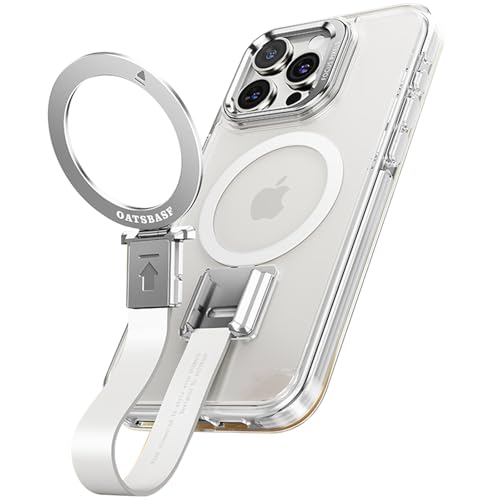 QANXGOG Hülle für iPhone 16 Pro Max/16 Pro/16 Plus/16, mit Verstellbarem Ständer und Silikonband [Kompatibel mit MagSafe] Fallschutz in Militärqualität,Silver,16 Pro Max von QANXGOG