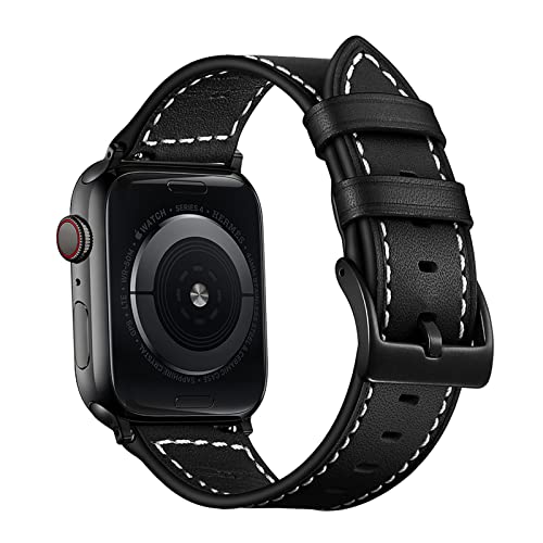 QANXGOG Lederarmband kompatibel mit Apple Watch Armband 45mm 44mm 42mm 41mm 40mm 38mm, Business Echte Leder Ersatzarmband Kompatibel mit iWatch Series 7 6 5 4 3 2 1 SE,Black,38mm/40mm/41mm QANXGOG Lederarmband kompatibel mit Apple Watch Armband 45mm 44mm 42mm 41mm 40mm 38mm, Business Echte Leder Ersatzarmband Kompatibel mit iWatch Series 7 6 5 4 3 2 1 SE,Black,38mm/40mm/41mm von QANXGOG