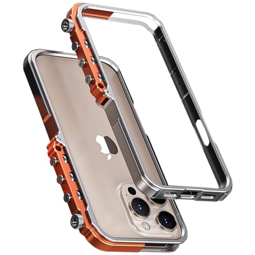 QANXGOG Metallrahmenhülle für iPhone 16 Pro Max/16 Pro/16 Plus/16, Aluminiumlegierungshülle, Mechanische Tasten Im Punk-Stil, Stoßfest, Schlanke Passform, Leichtes Gewicht,Silver,16 Pro Max QANXGOG Metallrahmenhülle für iPhone 16 Pro Max/16 Pro/16 Plus/16, Aluminiumlegierungshülle, Mechanische Tasten Im Punk-Stil, Stoßfest, Schlanke Passform, Leichtes Gewicht,Silver,16 Pro Max von QANXGOG